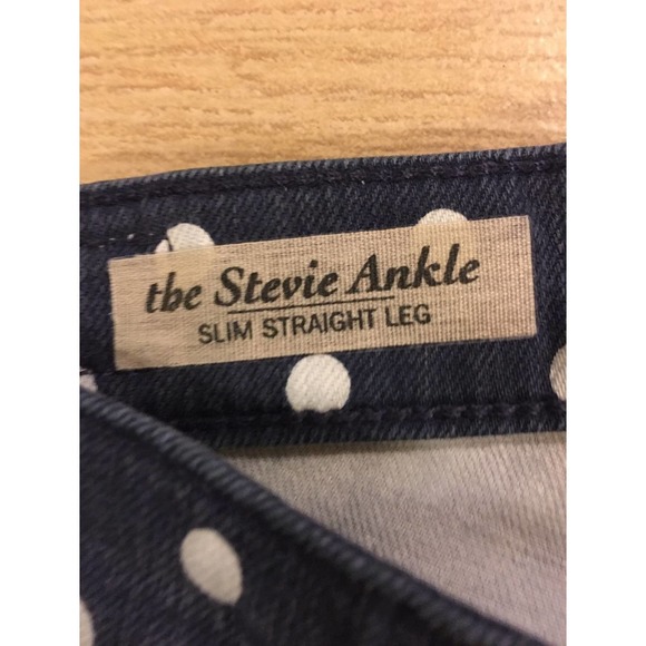 Ag Adriano Goldschmied Polka Dot "The Stevie Ankle" Jeans 25R Navy Blue& White - Picture 9 of 12